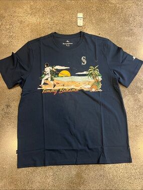 Seattle Mariners Tommy BahamaNavy Short Sleeve Graphic Tee -unisex
